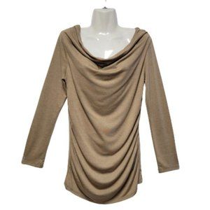 𝅺Light Brown Long Sleeve Cowl Neck Blouse Top - Size S  Size XL